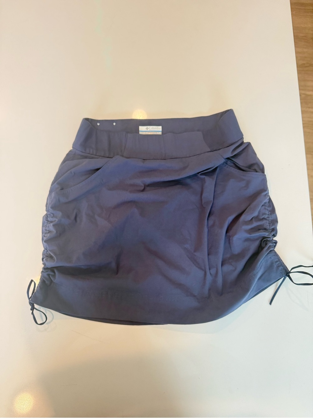 Women's Columbia Navy Drawstring Side-Ruched Skirt